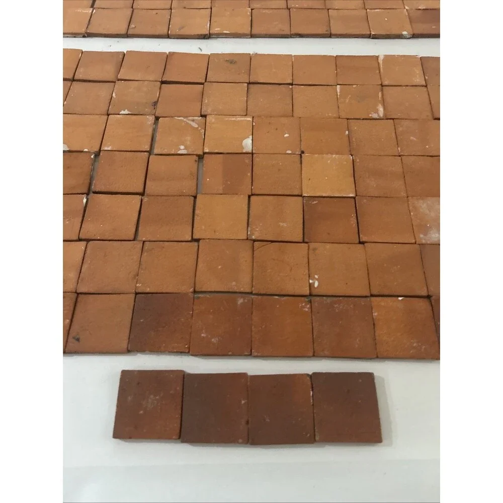 Lot Of 144 Antique decorative clay tiles  hand painted  2”x2”